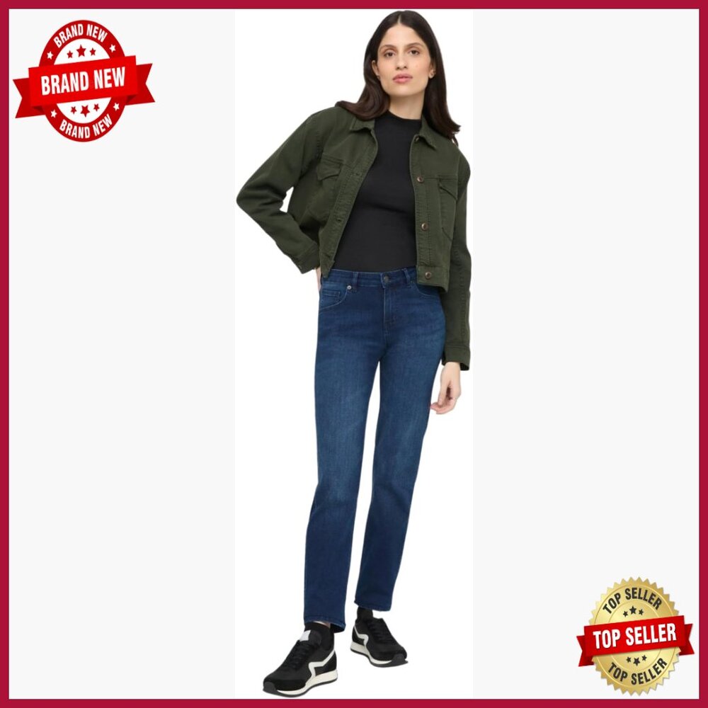 Performance Denim Girlfriend Jeans, Relaxed Fit Tapered Stretch Cropped